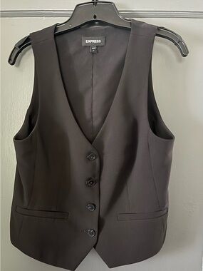 Express Black Button-Front Tailored Vest
